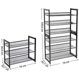 Crni metalni stalak za cipele, 3 razine