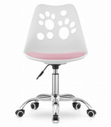 PRINT okretna stolica od bijele i ružičaste umjetne kože s kromiranom bazom