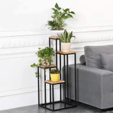 Polica za biljke za cvijeće i ukrase – 4 razine, metal i MDF svijetli orah ModernHome