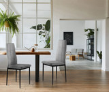 Set od 4 tapecirane čupave stolice za blagovaonicu i dnevni boravak, 4 dijela, sive boje