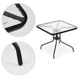 Vrtni stol 80x80 cm, za terasu, vrt, balkon, kaljeno staklo, otvor za suncobran, MultiGarden