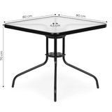 Vrtni stol 80x80 cm, za terasu, vrt, balkon, kaljeno staklo, otvor za suncobran, MultiGarden