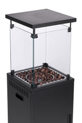 Plinski grijač, podni grijač, 13 kW, staklo, za vrt i terasu, regulator, vulkansko kamenje, poklopac, MultiGarden