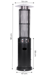 Plinski grijač za terasu, 11 kW, za terasu, vrt i popločani dio dvorišta, regulator, crijevo, poklopac, MultiGarden