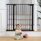 Zaštitna ograda za stepenice i vrata, 74-105 cm, čelik, dodatni paneli, crna, ECOTOYS