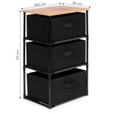 Organizator polica za ormarić, tkanina s uklonjivim košarama, 3 razine, loft stil, crna, ModernHome