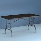 Stol za catering 180 cm, sklopiv u kofer, crni, ModernHome