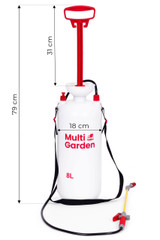 Tlačna prskalica 8L, vrtna, ručna, 2,2-2,5 bara, duga cijev, klipna pumpa, MultiGarden