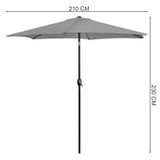 Sklopivi vrtni balkonski suncobran, podesivi, 210 cm, sivi