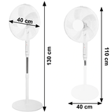 Podni ventilator Samostojeći ventilator 45W – 3 načina rada, 5 lopatica, timer, daljinski upravljač