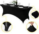 Univerzalna navlaka za stol za catering 240 cm 8FT crna rastezljiva MultiGarden