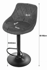 Okretna barska stolica s podešavanjem visine, osloncem za noge, tamnoplavi baršun