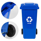 Set od 3 kante za smeće, 3 x 120 l, plave, zelene, žute, papirne, staklene, plastične s gumenim kotačima