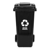 Set od 4 kante za smeće, 4 x 120 l, plave, zelene, žute, crne, papirne, staklene, plastične, miješane, s gumenim kotačima