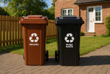 Set od 2 kante za smeće 2x120L crno-smeđe miješani otpad BIO s gumenim kotačima