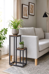 Stojeći stalak za biljke za cvijeće, ukrasi, 2 police, Loft ModernHome