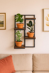 Zidni stalak za biljke, viseća polica za cvjetne ukrase, 4 razine, Loft ModernHome