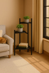 Stojeći stalak za biljke za cvijeće, dekoracije, 3 razine, crni, moderni za dom