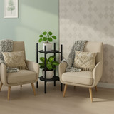 Stojeći stalak za biljke za cvijeće, ukrasi, 2 razine, crni, moderni za dom