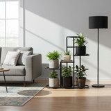 Stojeći stalak za biljke za cvijeće, ukrasi, 5 razina, crni, moderni za dom