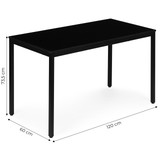 Stol za kuhinju i blagovaonicu za 4-5 osoba, računalni stol 120x60 cm, crni, moderni Home