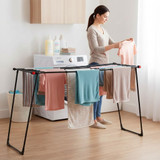 Stojeći stalak za sušenje odjeće, teleskopski, 19 metara, sklopivi, crni