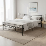 Metalni okvir za krevet 160x200 cm s letvičastom podnicom Crni okvir ModernHome