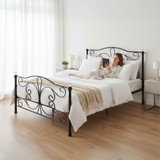 Metalni okvir za krevet 160x200 cm s letvičastom podnicom Crni okvir s kristalima ModernHome