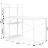 Školski računalni stol 120x60 cm s policama i 3 police bijeli ModernHome