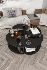 Set stolića za kavu Jin Jang 4 70 - Crna