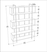 Polica za knjige Bruti - Antracit, Zlatna
