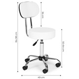 Okretna stolica s naslonom, kozmetička medicinska podesiva stolica, bijela, ModernHome