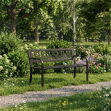 Vrtna klupa s ukrasnim naslonom 120×50 cm, metalna, parkovni stil, crna, MultiGarden