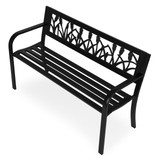 Vrtna klupa s ukrasnim naslonom 120×50 cm, metalna, parkovni stil, crna, MultiGarden