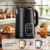 Bežična električna kuhala 1.7L pametna sa regulacijom temperature, rotirajućom bazom, crna