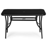 Vrtni stol 140x80 cm kaljeno staklo sa otvorom za suncobran, crni, MultiGarden