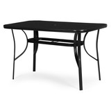 Vrtni stol 140x80 cm kaljeno staklo sa otvorom za suncobran, crni, MultiGarden