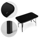 Vrtni stol 140x80 cm kaljeno staklo sa otvorom za suncobran, crni, MultiGarden