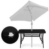 Vrtni stol 140x80 cm kaljeno staklo sa otvorom za suncobran, crni, MultiGarden