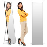 Veliki stojeći ogledalo 159 cm, aluminijum, crni okvir, ModernHome