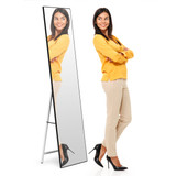 Veliki stojeći ogledalo 159 cm, aluminijum, crni okvir, ModernHome