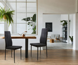 Set od 4 mekane stolice za trpezariju i dnevni boravak, crne, ModernHome