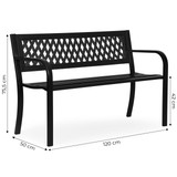 Vrtna klupa s alatnom naslonom 120×50 cm, metal, park stil, crna, MultiGarden