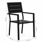 Set od 2 vrtne stolice za terasu ili balkon, čelik i HDPE crne boje MultiGarden