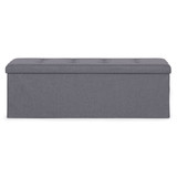 Tufted otomana 111x38 cm sa skladištem, mekana klupa sa pohranom, svetlsiva, ModernHome