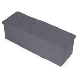 Tufted otomana 111x38 cm sa skladištem, mekana klupa sa pohranom, svetlsiva, ModernHome