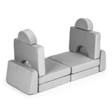 Velika modularna 2-sedišna sklapiva sofa za djecu DIY sa 10 mekih jastuka - siva ECOTOYS