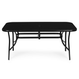 Vrtni stol 160×90 cm od kaljenog stakla sa otvorom za suncobran, crni, MultiGarden