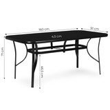 Vrtni stol 160×90 cm od kaljenog stakla sa otvorom za suncobran, crni, MultiGarden