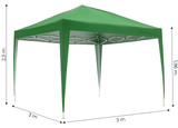 Vrtni paviljon šator 3x3 m, pop-up sjenica za vrt ili terasu, zelena, MultiGarden